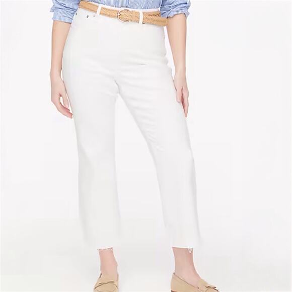 J.Crew Factory Curvy Mid Rise Flare Crop Jean Signature Stretch CG434 White P28 - Picture 1 of 16